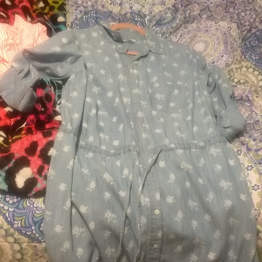 OLD NAVY DENIM DRESS FLORAL